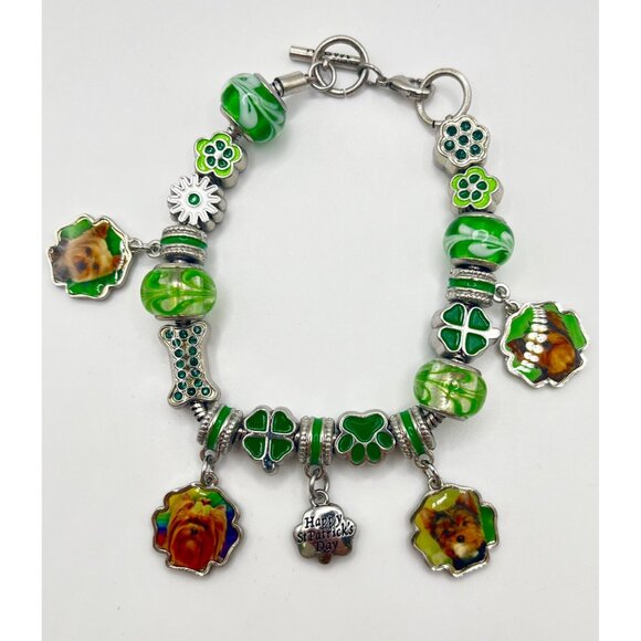 Willabee & Ward Yorkie Dog Lover Charm Bracelet March Base Metal St. Patrick's - Picture 1 of 6